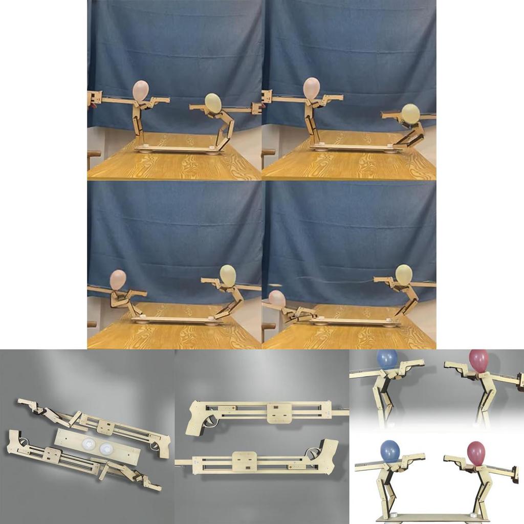 Manual Assembly Wooden Shooting Puppets Balloon Game Children Toys Set For Home And Party Play