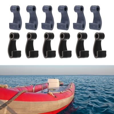 6 Stuks Kayak J-vormige Haken Bungee Haken Plastic Snapsluiting Touwhaken Clip voor Kajaks Kano's Paddleboard Roeien