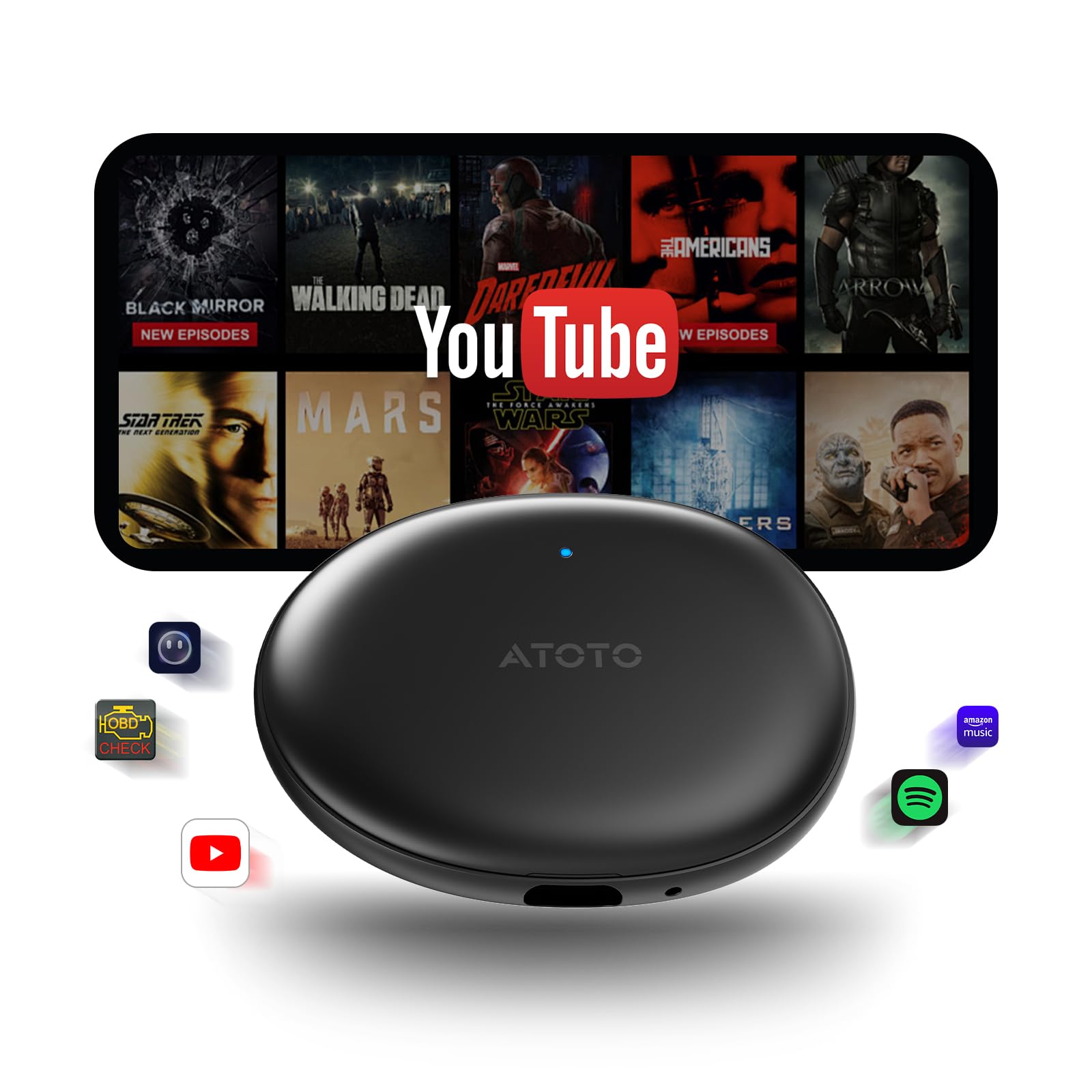 

Беспроводной адаптер CarPlay/Android Auto ATOTOZONE AD5 Black, 2G+16G