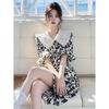 Women's Floral Print Doll Collar Dress - Spring/Summer 2026 Collection: Waist-Cinched, Slimming, Resort-Ready, Beautiful Design