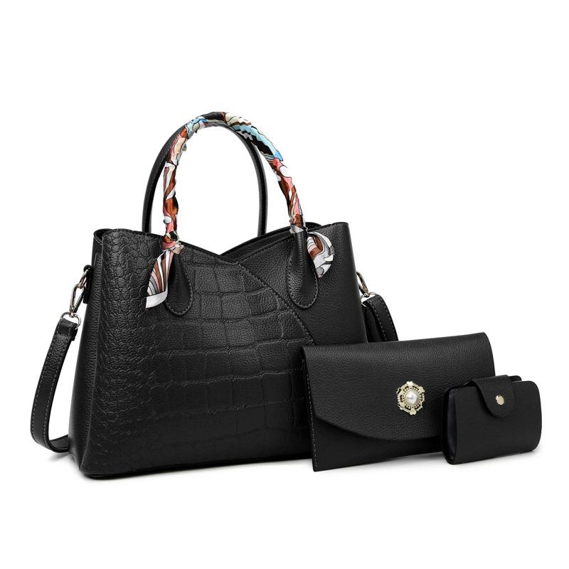 Women's bag new fashion splicing three-piece set mother and child handbag bag retro atmospheric shoulder messenger bag