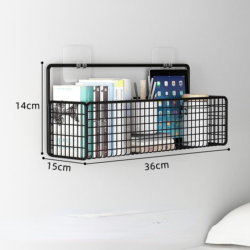 Black Wall Mounted Bathroom Shelf Shower Shampoo Rack Toilet Accessories Kitchen Perforated Free Condiment Storage Basket