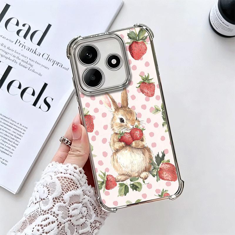 

Cute Cartoon Bunny Rabbit Plating Phone Case For Xiaomi Redmi Note 14 15 Pro Plus 13 12 11 11S 11T 10 9S 9 5G Anti-Fall Airabag Redmi Note 12 Pro 5G