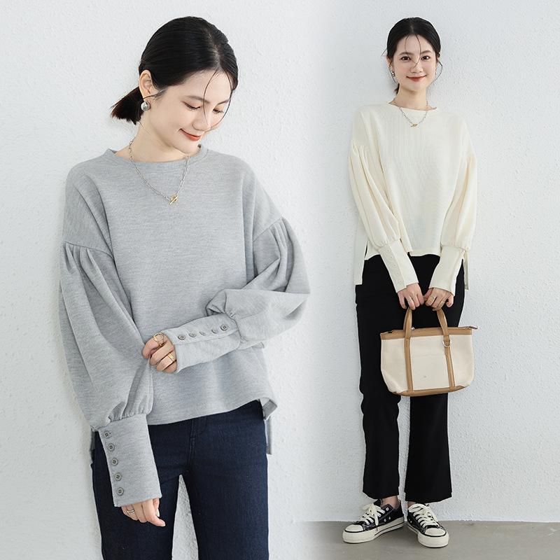 

Autumn and Winter Sweatshirts for Women Solid Color Loose Comfortable Warm Tops for Women M