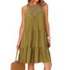 Womens Summer Casual Halter Dress Crochet Hollow Out A-line Beach Sundresses