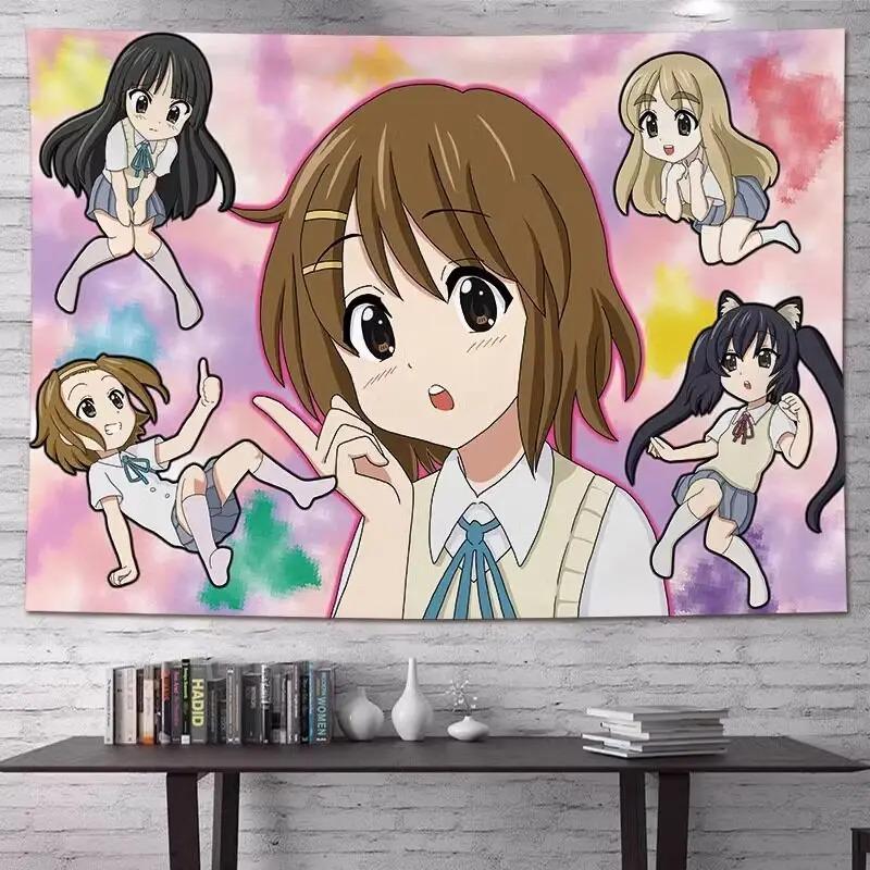 K Anime Auf Anime Mädchen Wandteppich Niedlicher Japanischer Schulmädchen Druck Wandbehang für Teenager Schlafzimmer Wohnheim Zimmer Dekor Mehrere Größen