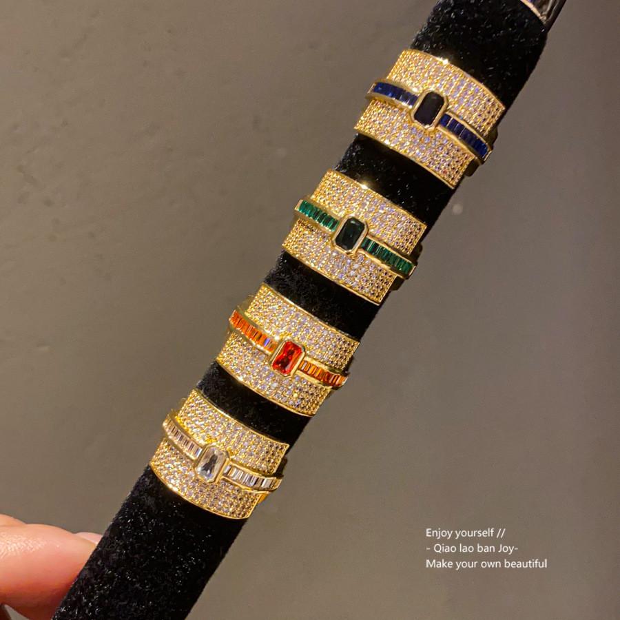 Retro Artistic Copper Ring With Zircon Stones For Womens Fashion Jewelry