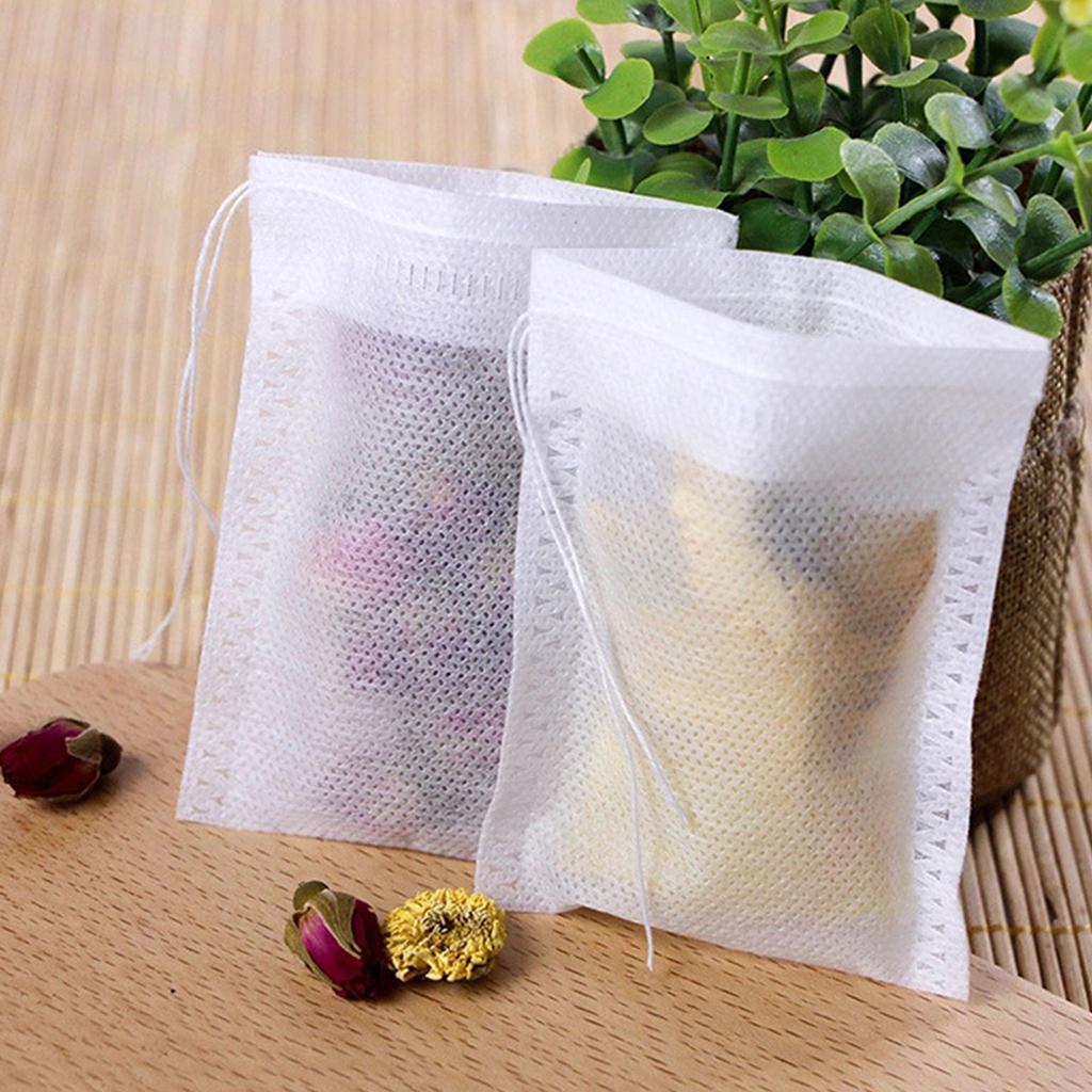 100 ks prázdných čajových sáčků se šňůrkou Ideální pro vaření čajů a koření Všestranné sáčky na sypaný čaj, koření a další