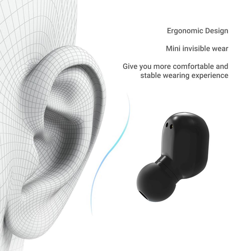 TWS BT5.0 Headset HIFI Sound Quality Wireless Earphone Multi-function Button Waterproof Portable Headphones with Large Capacity Black