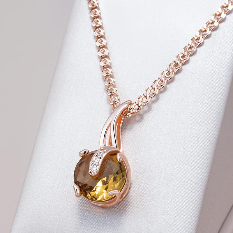 Einzigartiger brauner natürlicher Zirkon-Anhänger Halskette für Damen Einfach Roségold Farbe Hohe Qualität Täglich Vintage Schmuck