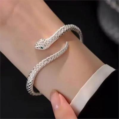 Bracelet manchette ouvert serpent pour femmes et filles, bijoux de fête tendance, cadeaux créatifs pour amis
