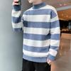 High Collar Sweater Men's Striped Sweater Teen Students Thickened Pullover