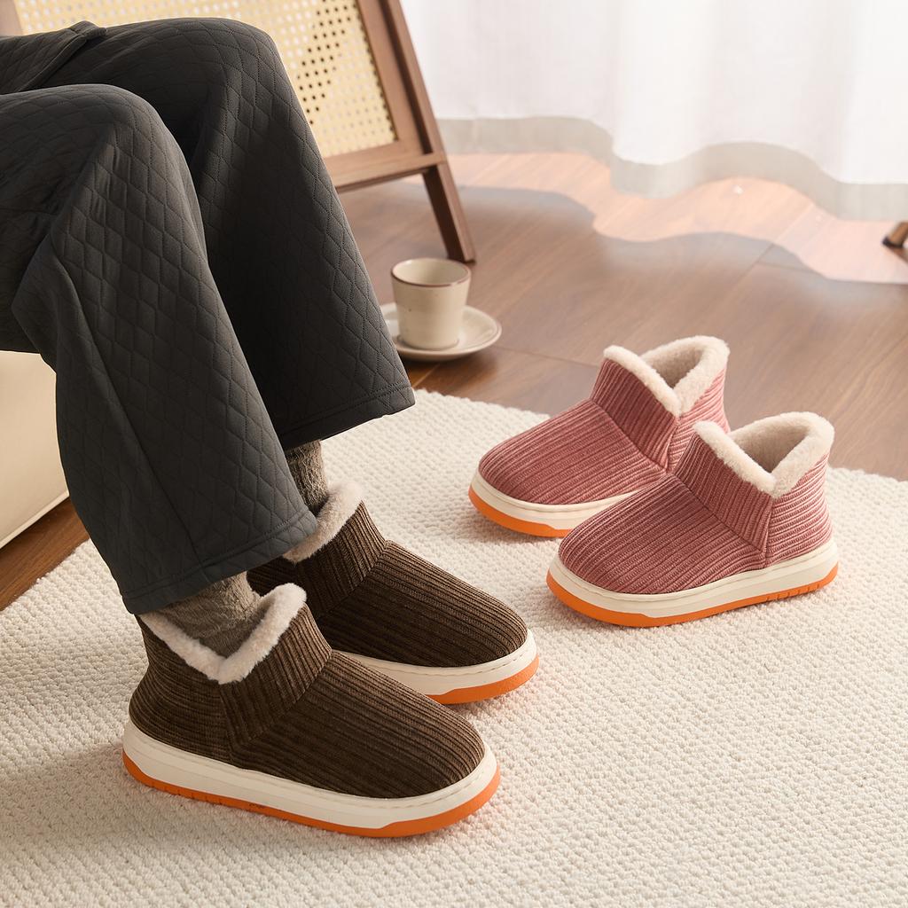 Elderly cotton slippers women's autumn and winter indoor home velvet warm thick-soled non-slip bag and cotton shoes men