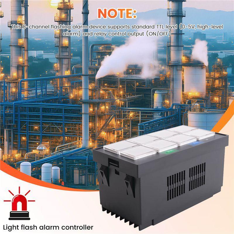 FULL-Alarm Annunciator Panel 8-Channel AC220V Sound And Light Flash Controller Industrial LED Alarm Indicator