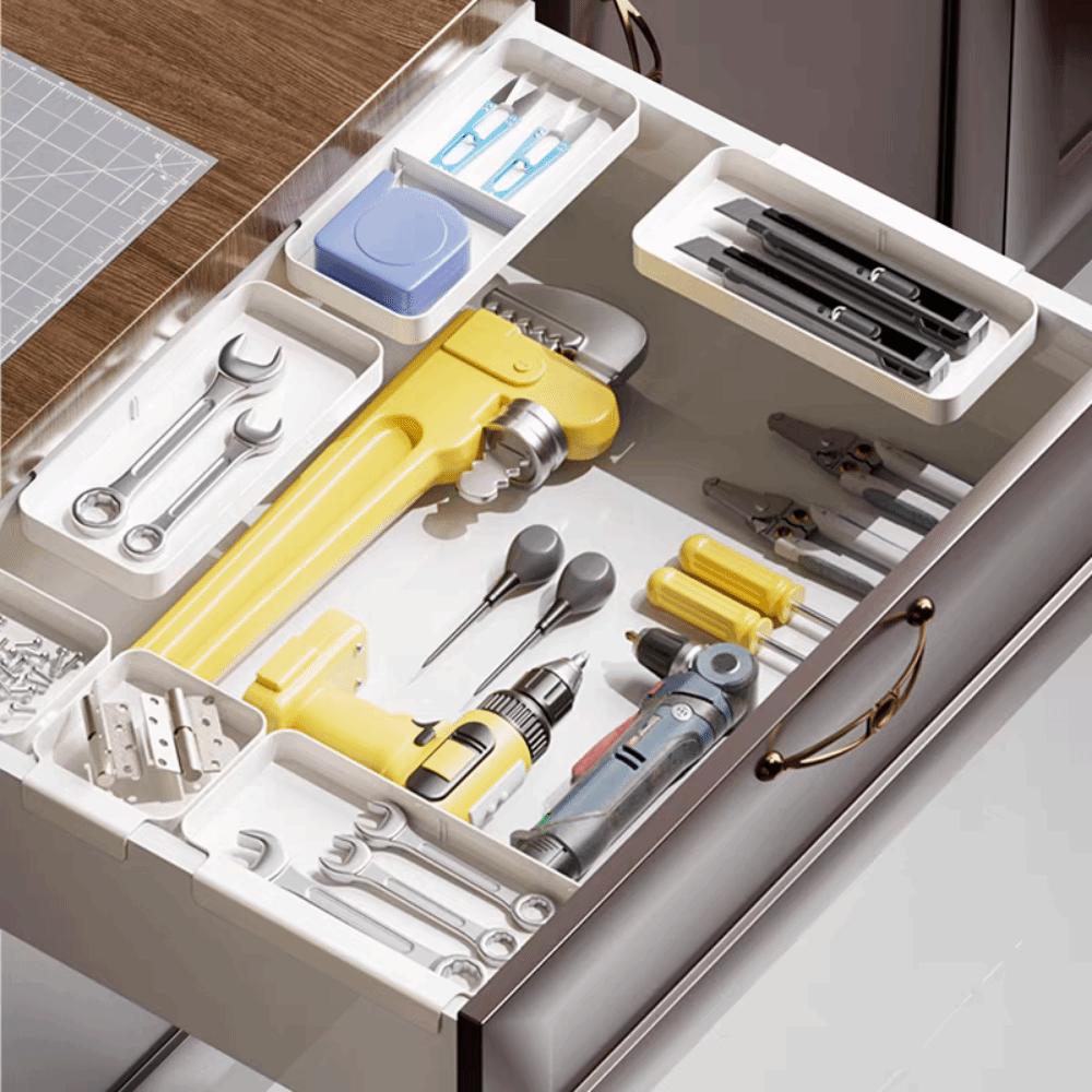 3Pcs Partitioned Storage Drawer Storage Box Set Practical Drawer Organizer Trays Desk