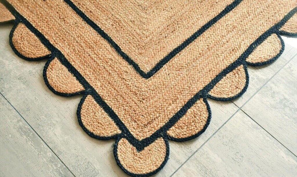 Jute Teppich Läufer Rechteck 100% Naturfaser Bereichsteppich Handgefertigt Handgewebter Teppich Handgefertigt