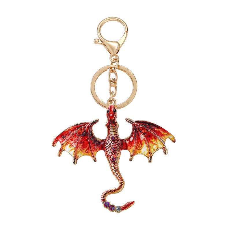 Fantasy Drachen Emaille Schlüsselanhänger Set Wyvern Schlüsselring Tasche Anhänger Auto Schlüssel Zubehör Geschenk
