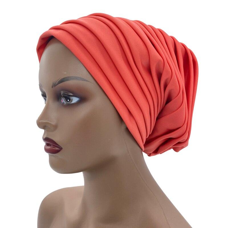 Solid Color Women Pleated Turban Hat
