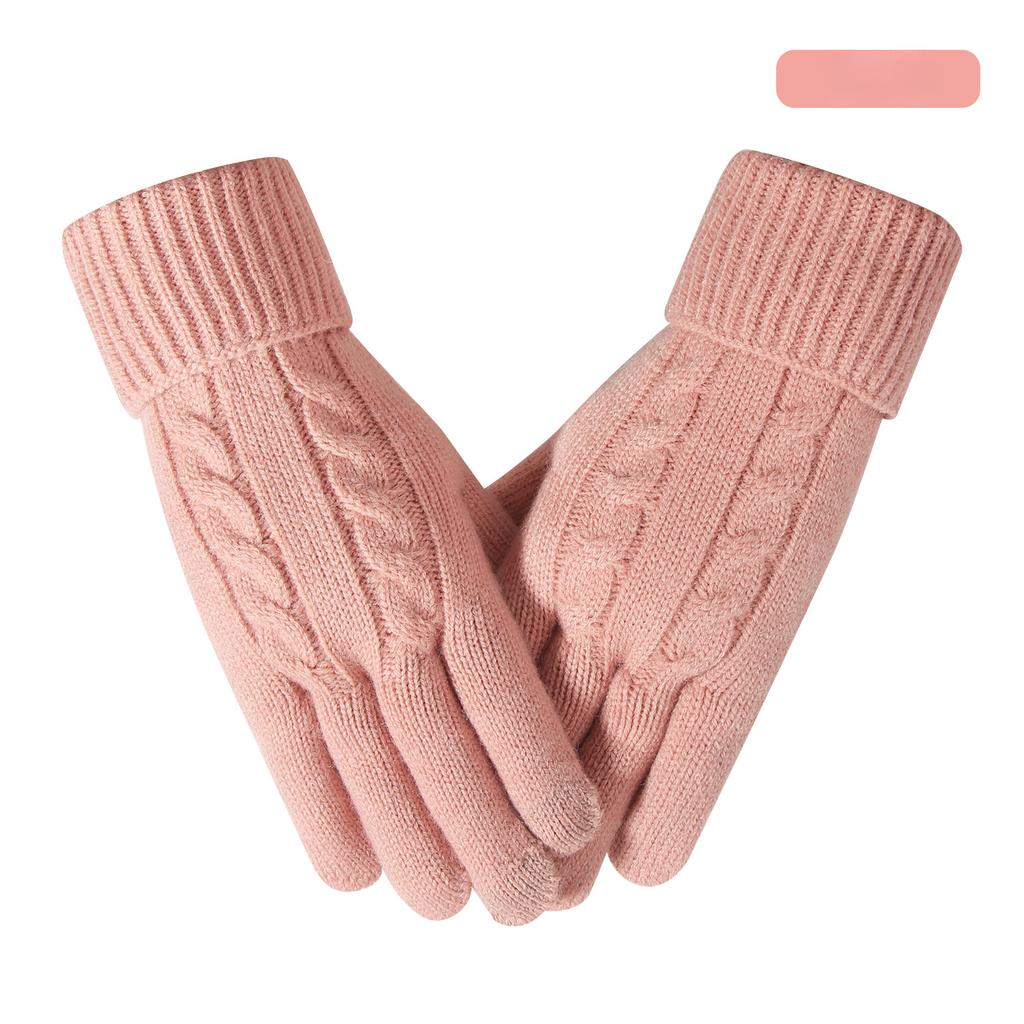 Winter Women Knit Gloves Fleece Lined Thick Warm Gloves Outdoor Riding Touchscreen Gloves
