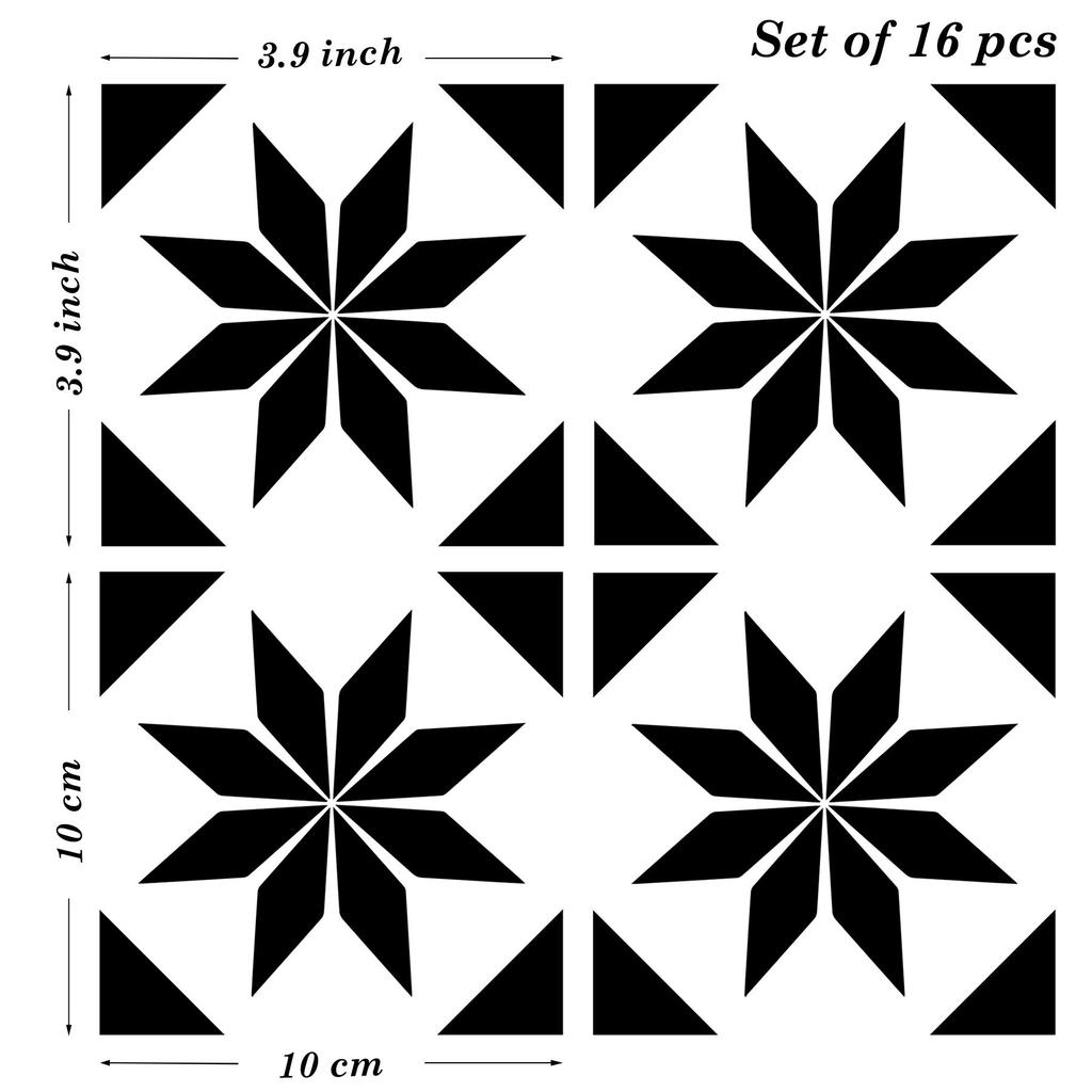 Poromoro Portuguese Spanish Style Azulejo Tile Stickers Peel Stick Kitchen Bathroom Mosaic Tile Stickers Set & - & - & - 16-Piece (3.9, 30)