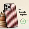 B-Burgundy W-White Stripe  Phone Case For iPhone 17,16,15,14,13,12,Plus,Pro,Max for Magsafe Magnetic Wireless Charging