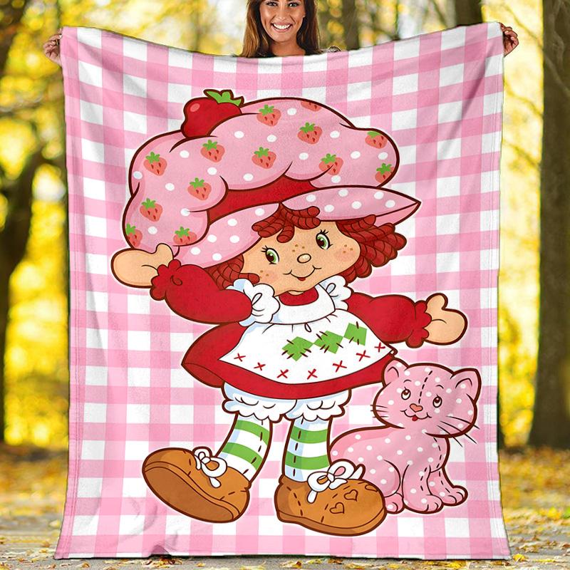 1pc Strawberry Princess6 Theme Blanket - Digital Print, Polyester, Cozy for All Seasons, Perfect for Outdoor, Camping, and Travel