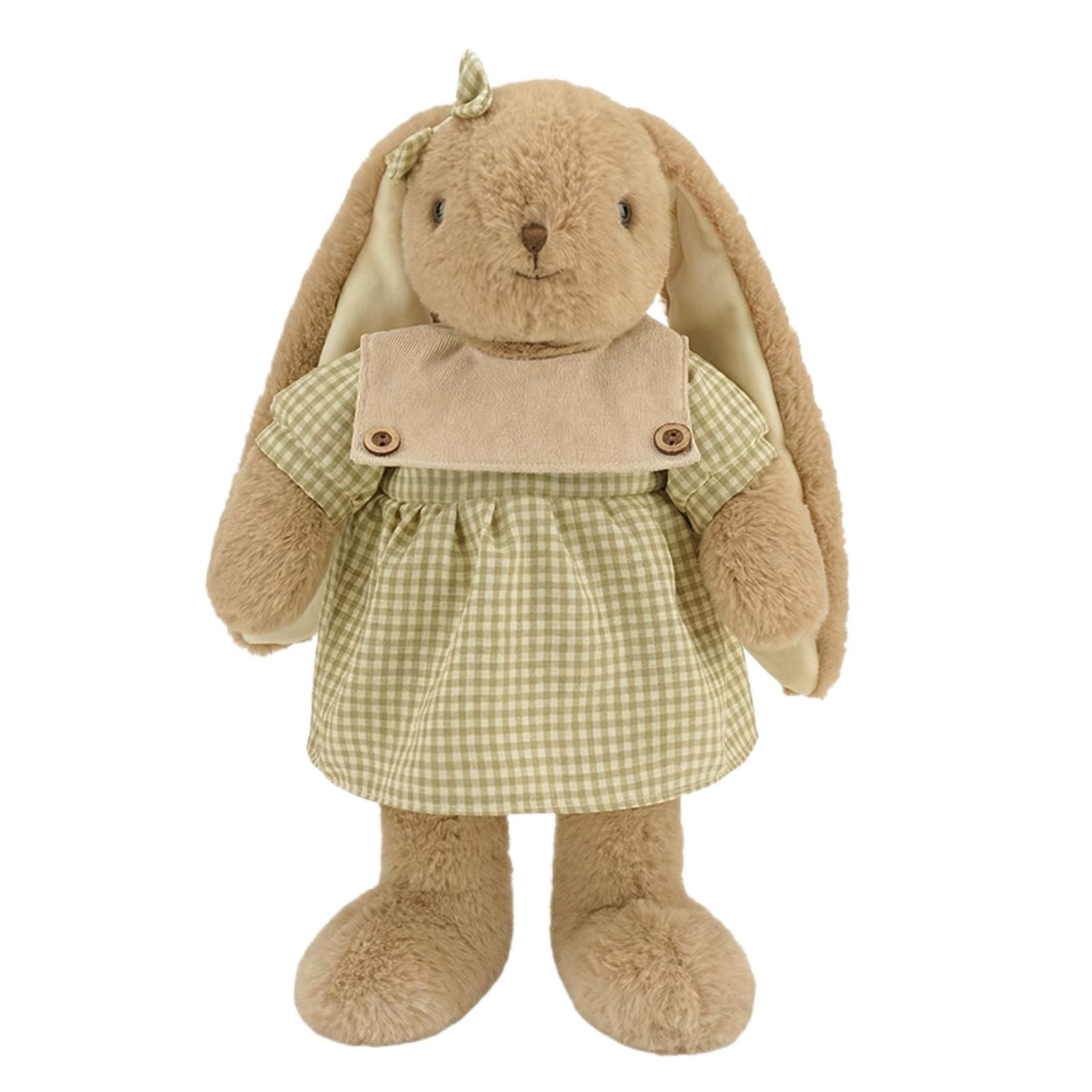 

Plush Bunny Stuffed Animal Soft Toy with Dress and Bow 30cm Size Suitable for Children and Collectors One Size коричневий