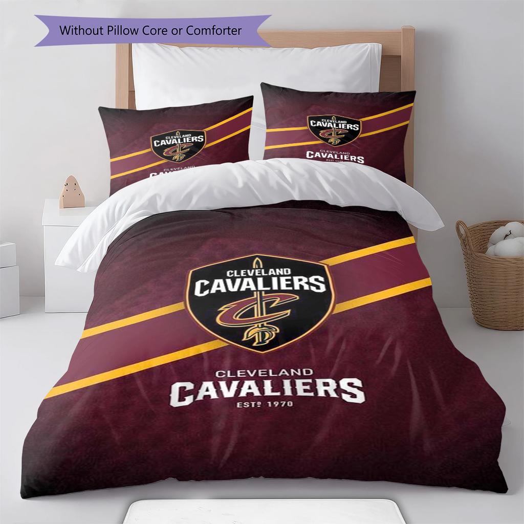 Cleveland Cavaliers Pattern Bedding Set Quilt Cover Pillowcase Home Decor Gift (1 * Duvet Cover + 2 * Pillowcase, Without Core)