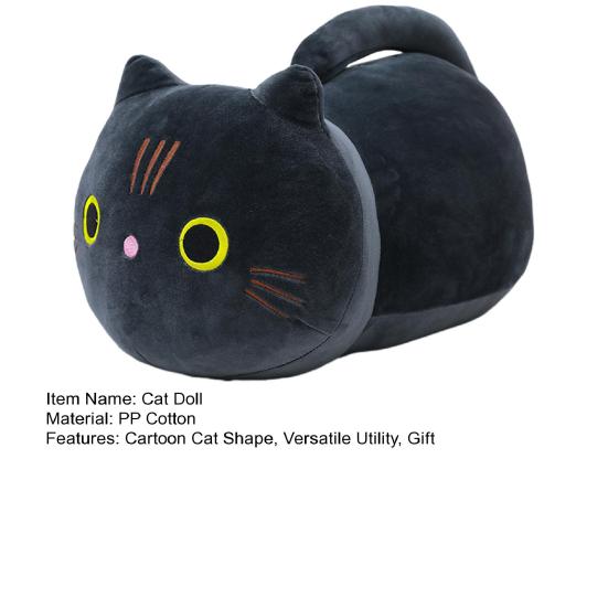Cat Doll Plush Toy Stress Relief Soft Fluffy PP Cotton Fabric Huggable Animal Pillow Doll Snuggly Sensory Toy