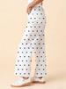 Women's White Heart Denim Pants - High Stretch, Slim Fit, Wide Leg