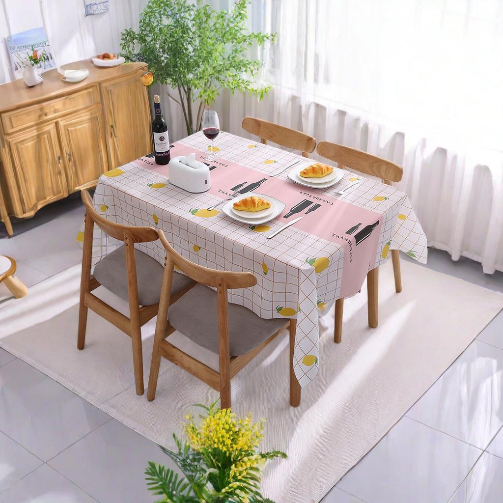 Simple And Advanced Sense Waterproof, Oil-Proof, Leave-In And Dirt-Resistant Home Picnic Student Modern Grid Peva Tablecloth