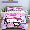 3pcs Bath Hello Kitty Print Cover Set Ultra Soft, Breathable, and Comfortable Bedding with Stylish Design for Bedroom and Guest Room Decor 1 Cove
