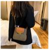 Korean version trendy fashion casual commuter women's shoulder bag European and American retro messenger bag color matching PU small square bag