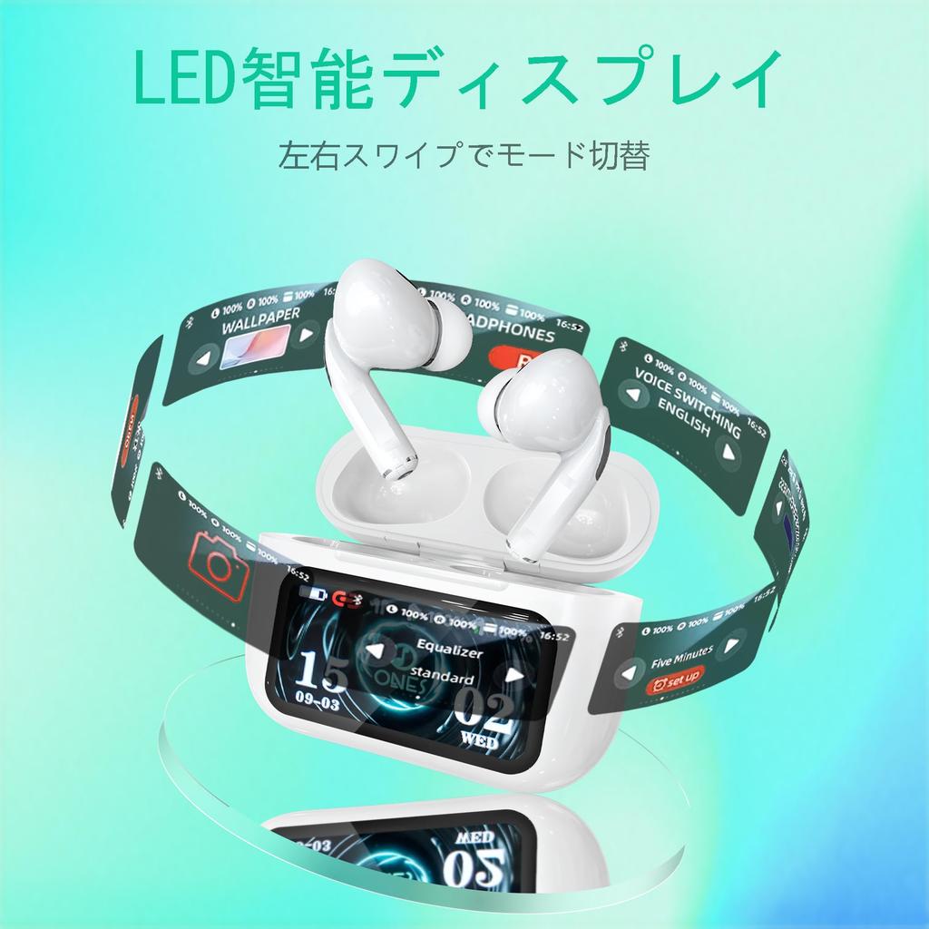 ONES MusPlayE Bluetooth Wireless Earbuds [Multi-Function Touchscreen & ANC Noise Cancelling] with Smart Touch Display, App Connectivity, Low Latency,
