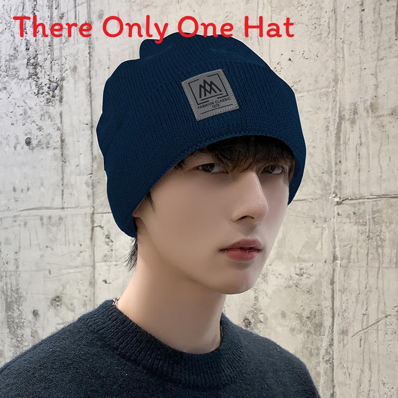 Knit Hat For Men Winter Warmth With Windproof Function And Letter Design For Casual Wear