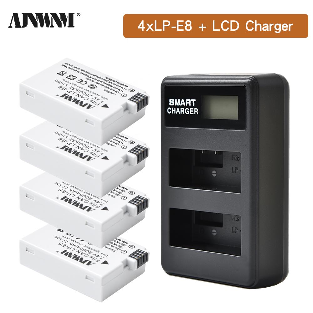 Batterie rechargeable LP-E8 2000 mAh pour Canon EOS 550D 600D 650D 700D X4 X5 X6i X7i T2i T3i