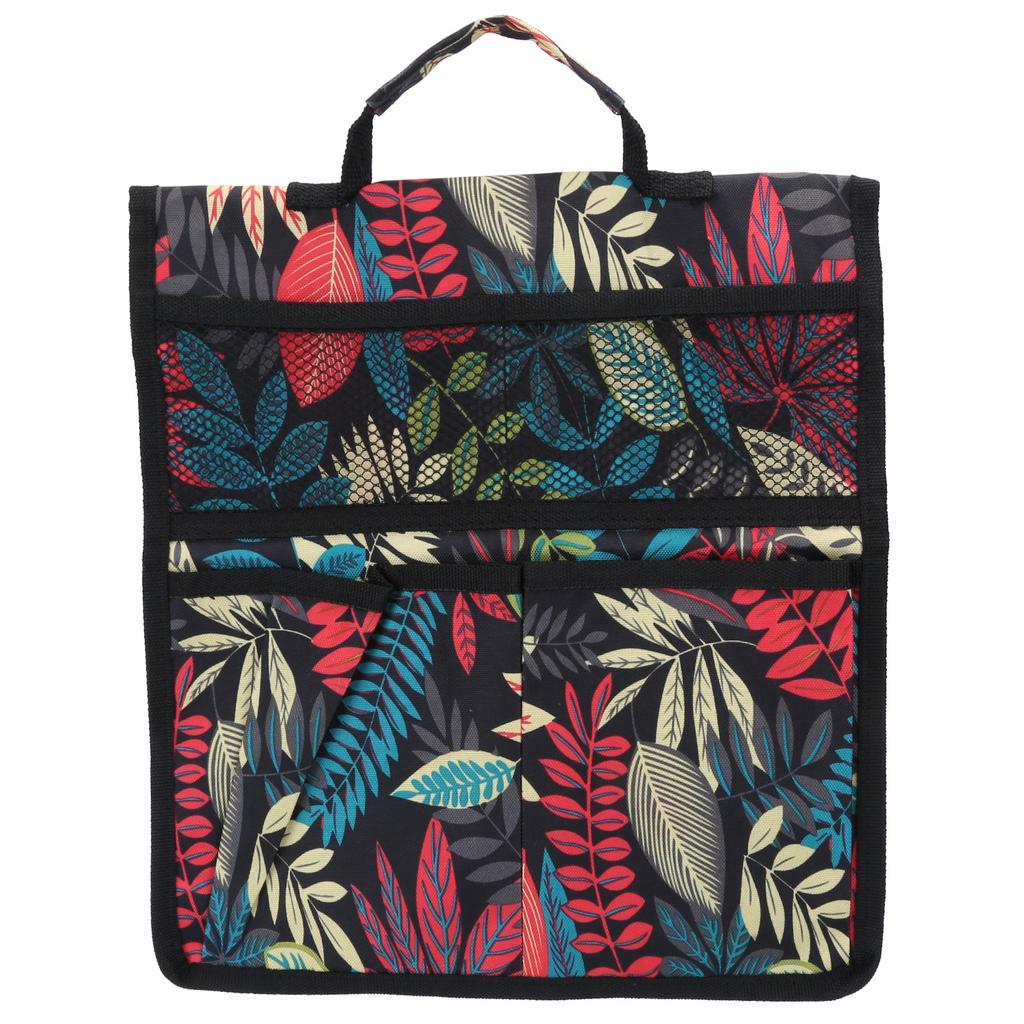 Banco Acolchoado Portátil Oxford para Jardim com Bolsa de Ferramentas Carrinho de Trabalho ao Ar Livre Bolsas Organizadoras Penduráveis Folhas Vermelhas