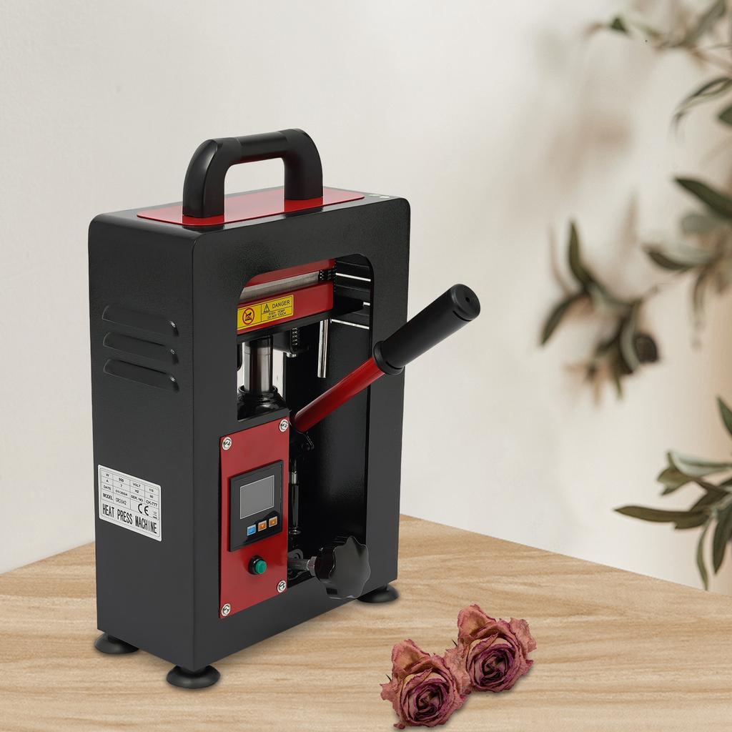 Black Manual hydraulic rosin pressing machine, 1*Hydraulic Heat Press Machine 1*Power Cord 1*Lifting Jack's Handle