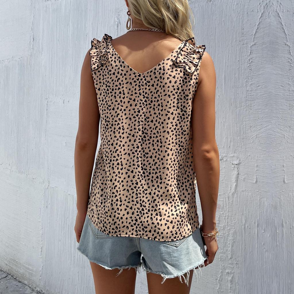 2025 Summer Women's Sleeveless Leopard Print Vest Top - European & American Fashion.