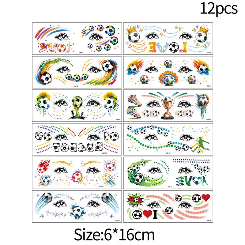 Sports Theme Tattoo Sticker Football Game Fans Luminous Temporary Tattoo Stickers Waterproof Party Makeup Face Stickers
