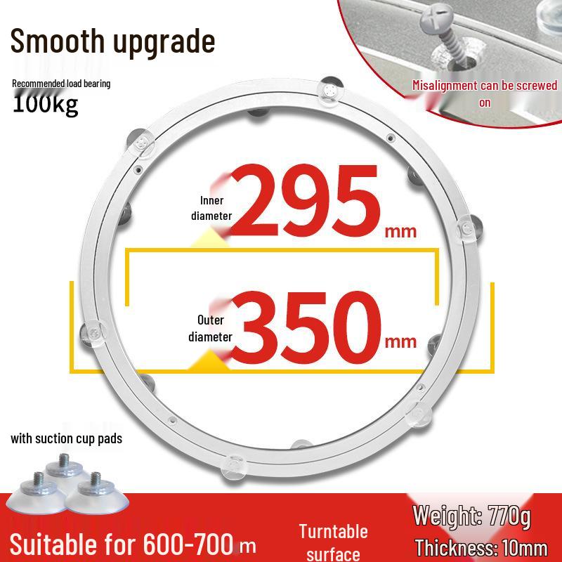 Round Marble Wooden Dining Table with Silent Aluminum Lazy Susan and Rotating Base