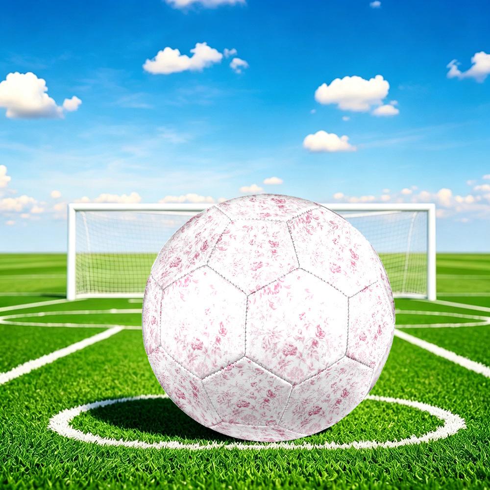 1pc Pink Floral Size 5 Soccer Ball Professional Match Training Football Indoor &Outdoor Sports Ball Lightweight Durable c65139