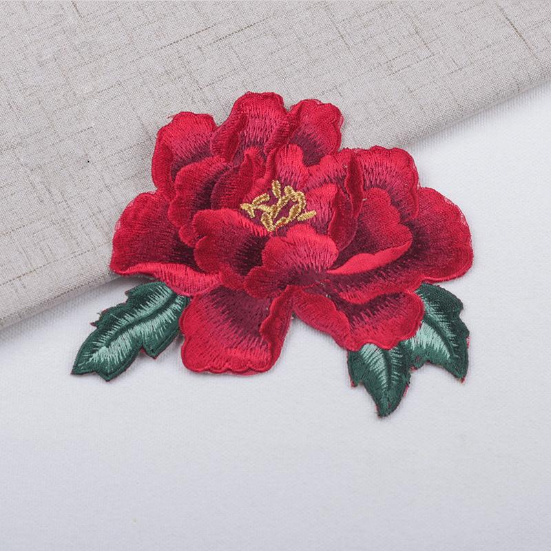 

1 шт. Красный Синий Пионы Вышитые Нашивки Аппликация Украшение Одежды Аксессуары для Одежды Швейные Нашивки красный