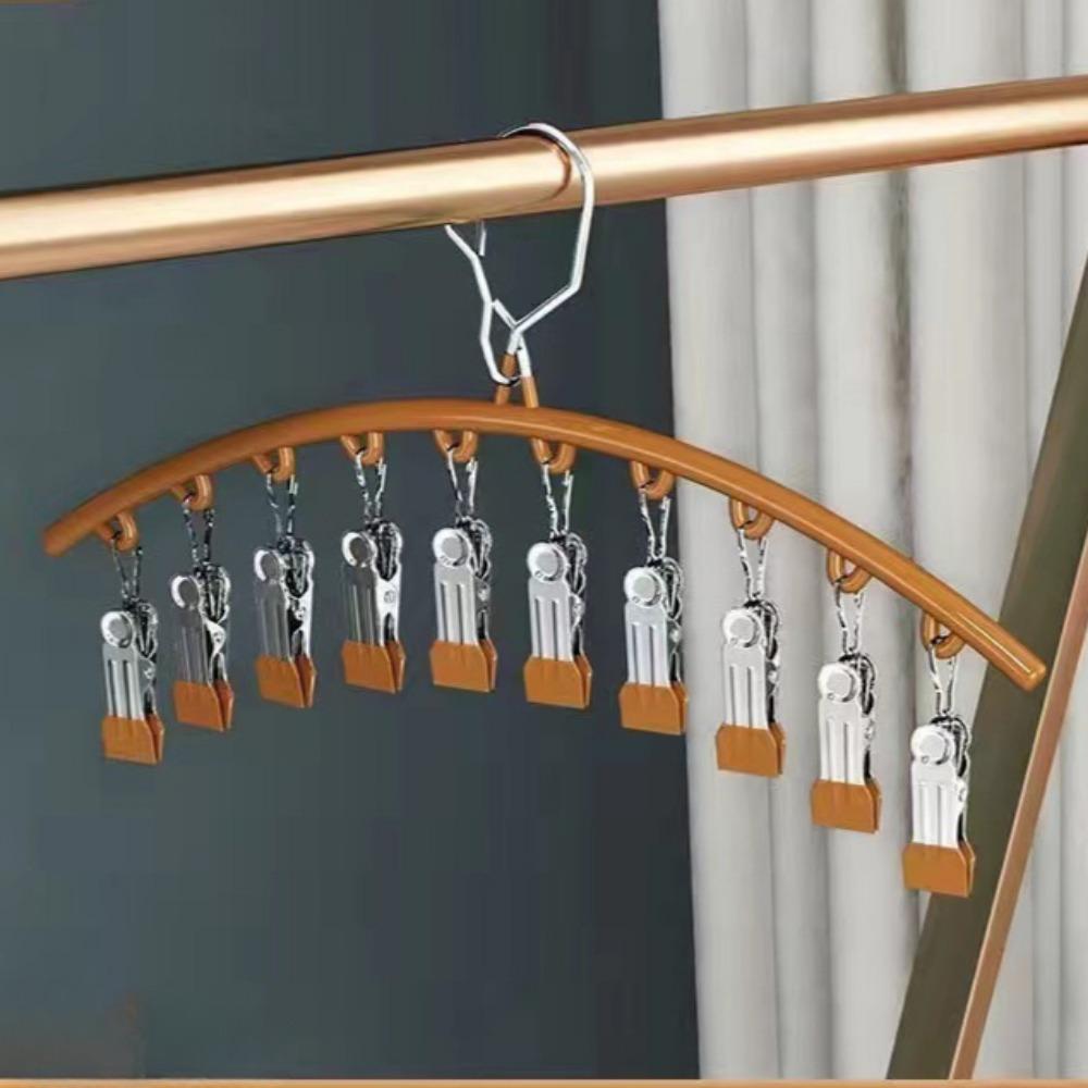 

Органайзер для леггинсов в шкафу, металлические вешалки для брюк для йоги, 10 зажимов, экономящий место подвесной органайзер для шкафа с резиновым покрытием для органайзеров и хранения Pack of 1 золотой