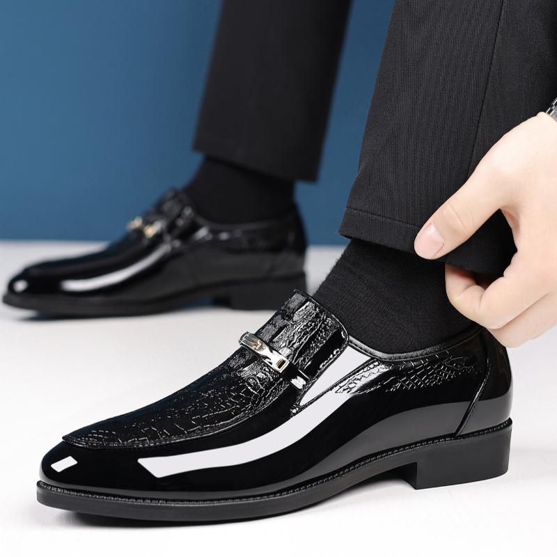 Luxury Men Dress Shoes Crocodile Leather Business Casual Shoes for Men Wedding Party Shoes High Quality Slip on Loafers Big Size