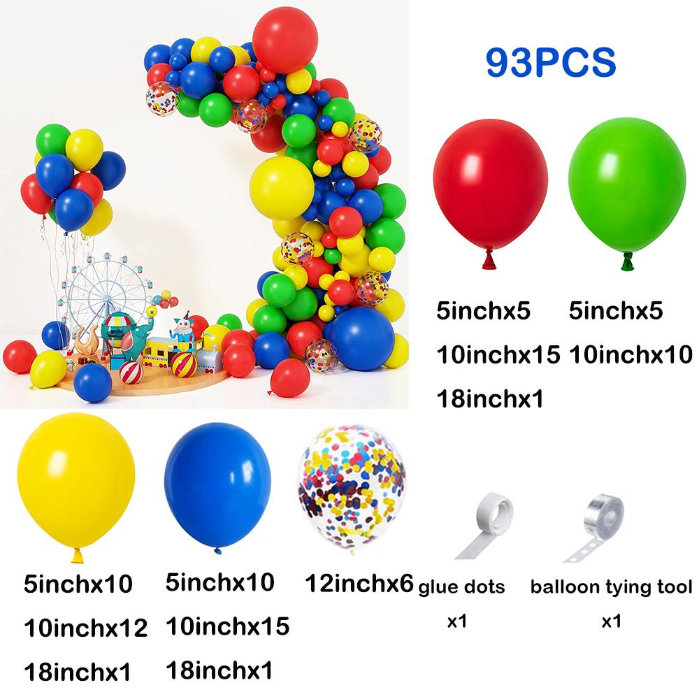 Red Green Blue Yellow Balloons Garland Arch Kit Latex Ballon Set Carnival Circus Toy Themed Party Birthday Decoration Air Globos