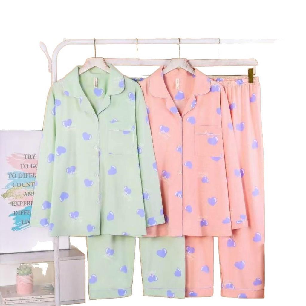 Dingdang Guifei Two-Piece Set: Women's Autumn/Winter Turn-Down Collar Pajamas - Comfortable, Fashionable Casual Homewear with Long Sleeves and Pants