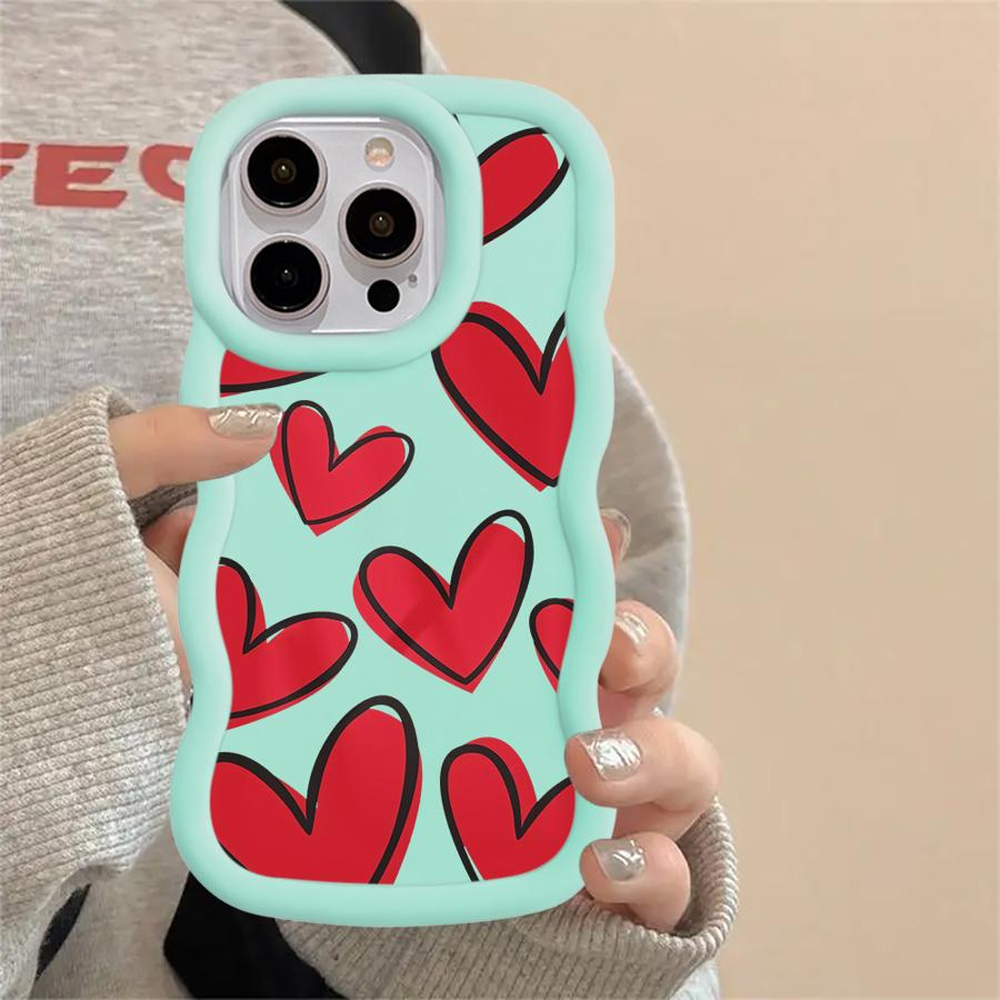 Soft Phone Cover Case for iPhone 11 14 16 Pro Max 12 8 13 17 Air XR 15 Plus Love Heart