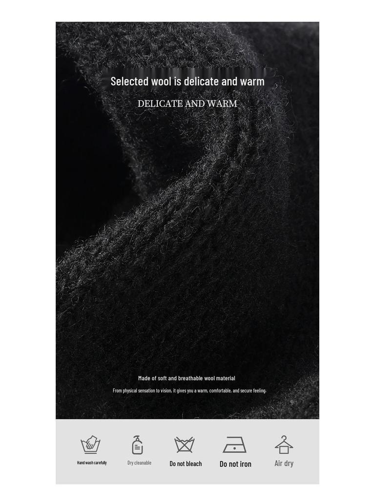 Herren Winddichte Wollstrick-Fahrradhandschuhe - Fleecegefüttert, Dick, Warm, Touchscreen-kompatibel