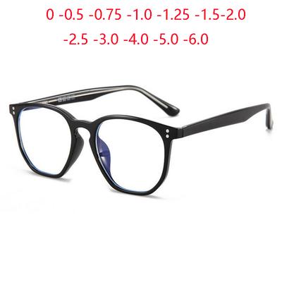 Polygon  Anti Blue Light Myopia Spectacles Retro Rice Nail Frame Protective Eye Prescription Eyeglasses 0 -0.5 -0.75 To -6